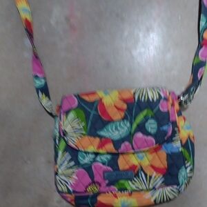 Vera Bradley Pink and Orange Crossbody Bag with Tropical Print